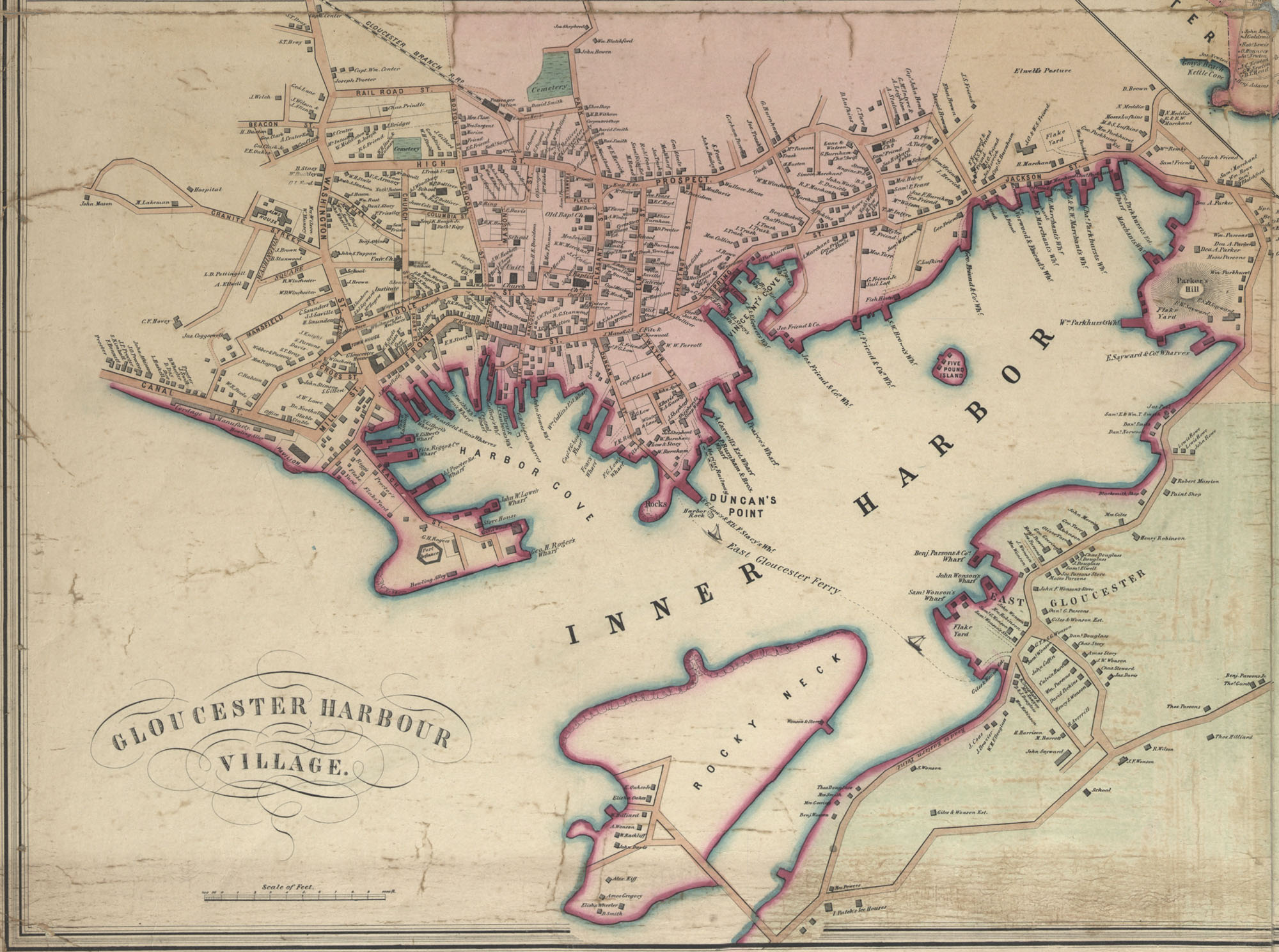 1851 Gloucester Mass map