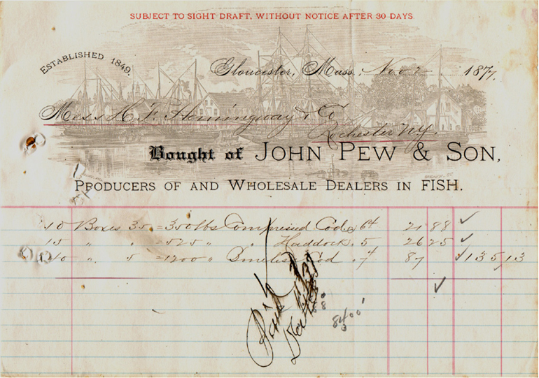 1877 John Pew & Sons billhead